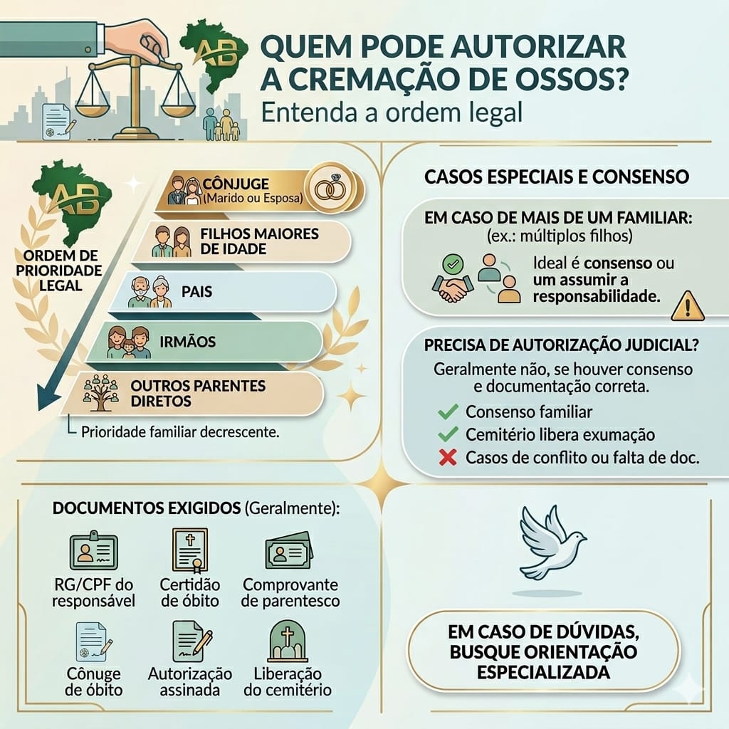 Quem pode autorizar a cremação de ossos?